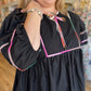 "Hey there, Pumpkin" Plus-Size Black Contrast Trim Dress