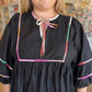 "Hey there, Pumpkin" Plus-Size Black Contrast Trim Dress