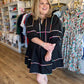 "Hey there, Pumpkin" Plus-Size Black Contrast Trim Dress