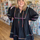 "Hey there, Pumpkin" Plus-Size Black Contrast Trim Dress