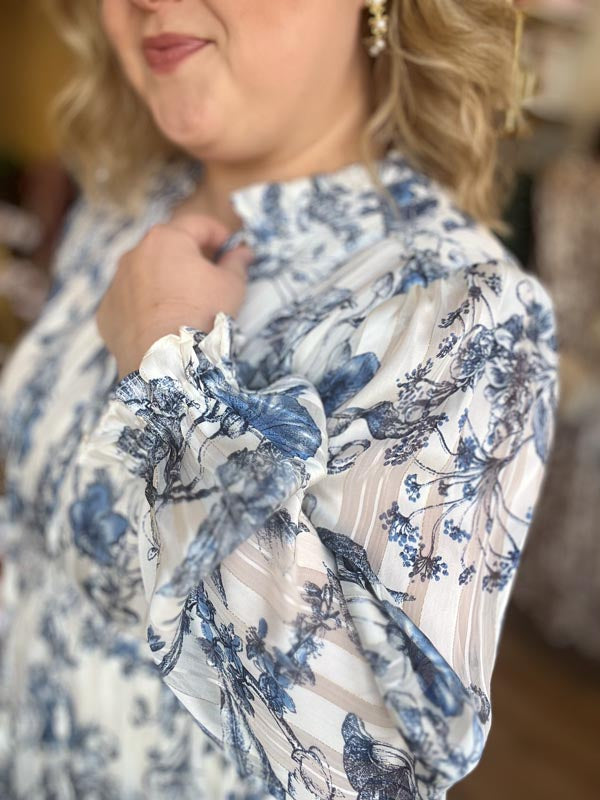 "I'll Have a Blue Christmas" Plus Size Blue Floral Maxi Dress