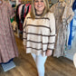 "I'll Have the Tiramisu" Plus-Size Mocha Stripe Sweater