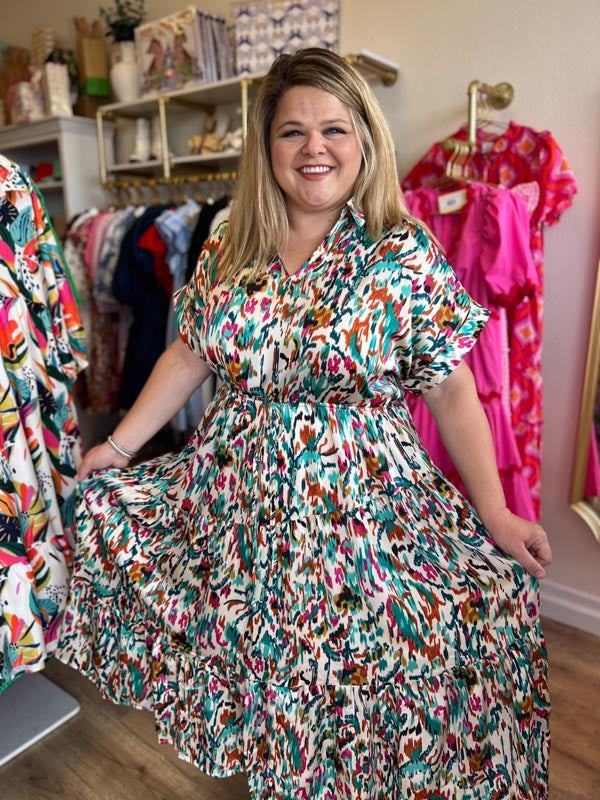 "Kindness like Confetti" Multicolor Tiered Dress