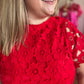 "Lady in Red" Plus Size Lace Bow Neck Dress