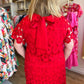 "Lady in Red" Plus Size Lace Bow Neck Dress