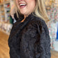 "Pop, Fizz, Clink" Plus-Size Black Jacquard Blouse