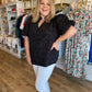 "Pop, Fizz, Clink" Plus-Size Black Jacquard Blouse