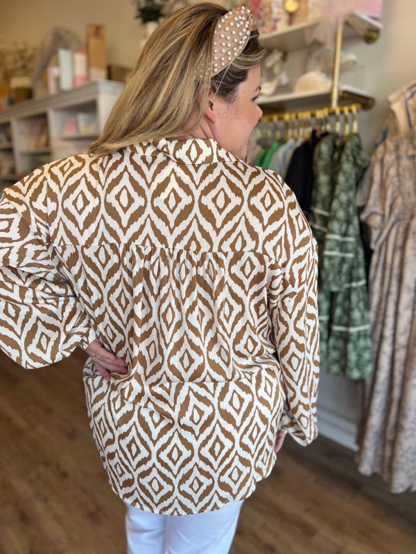 "Precious in Prints" Plus Size Geometric Top