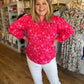 "Rosey Posey" Plus-Size Red and Pink Button Blouse