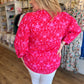 "Rosey Posey" Plus-Size Red and Pink Button Blouse