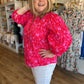 "Rosey Posey" Plus-Size Red and Pink Button Blouse