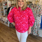 "Rosey Posey" Plus-Size Red and Pink Button Blouse