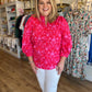 "Rosey Posey" Plus-Size Red and Pink Button Blouse