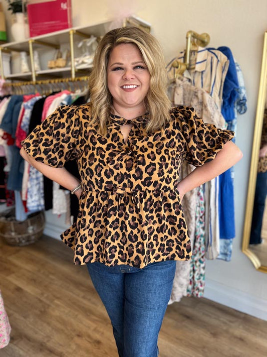 "Wild Thing" Plus-Size Leopard Peplum Top