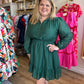 "Wildest Dreams" Forest Green Plus-Size Button Dress