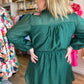 "Wildest Dreams" Forest Green Plus-Size Button Dress