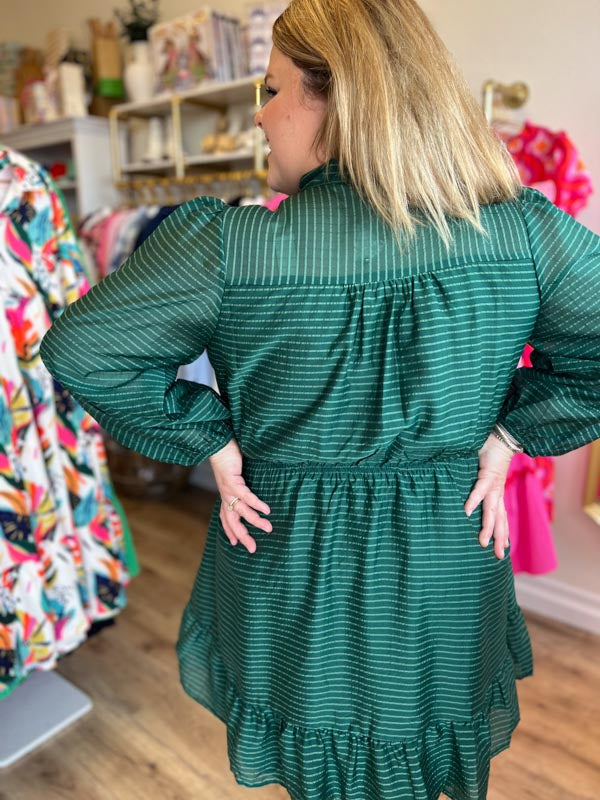 "Wildest Dreams" Forest Green Plus-Size Button Dress