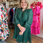 "Wildest Dreams" Forest Green Plus-Size Button Dress