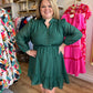 "Wildest Dreams" Forest Green Plus-Size Button Dress