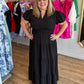 "Meet Me at Midnight" Plus-Size Black Tiered Maxi Dress