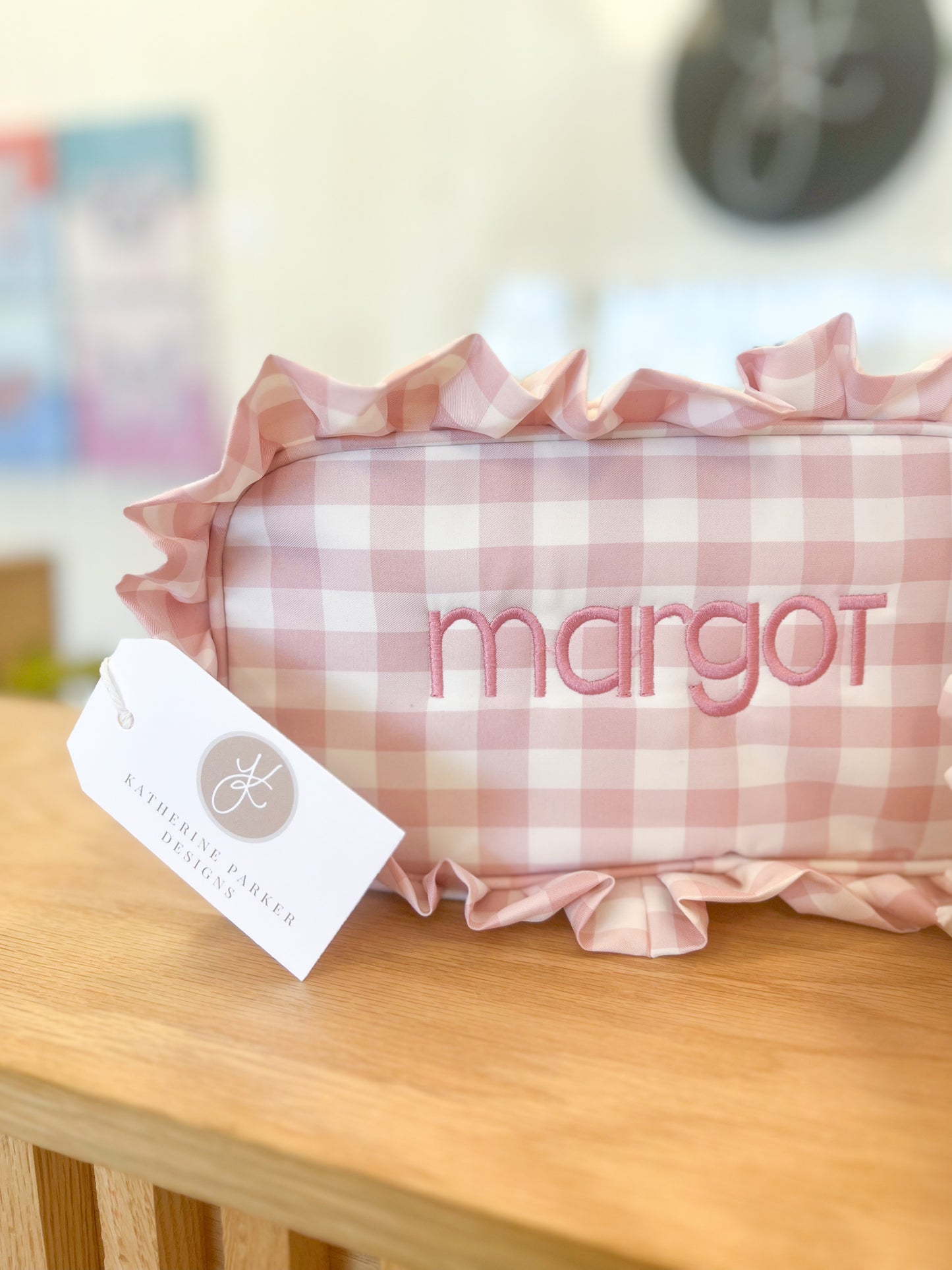 Pink Gingham Ruffle Tote