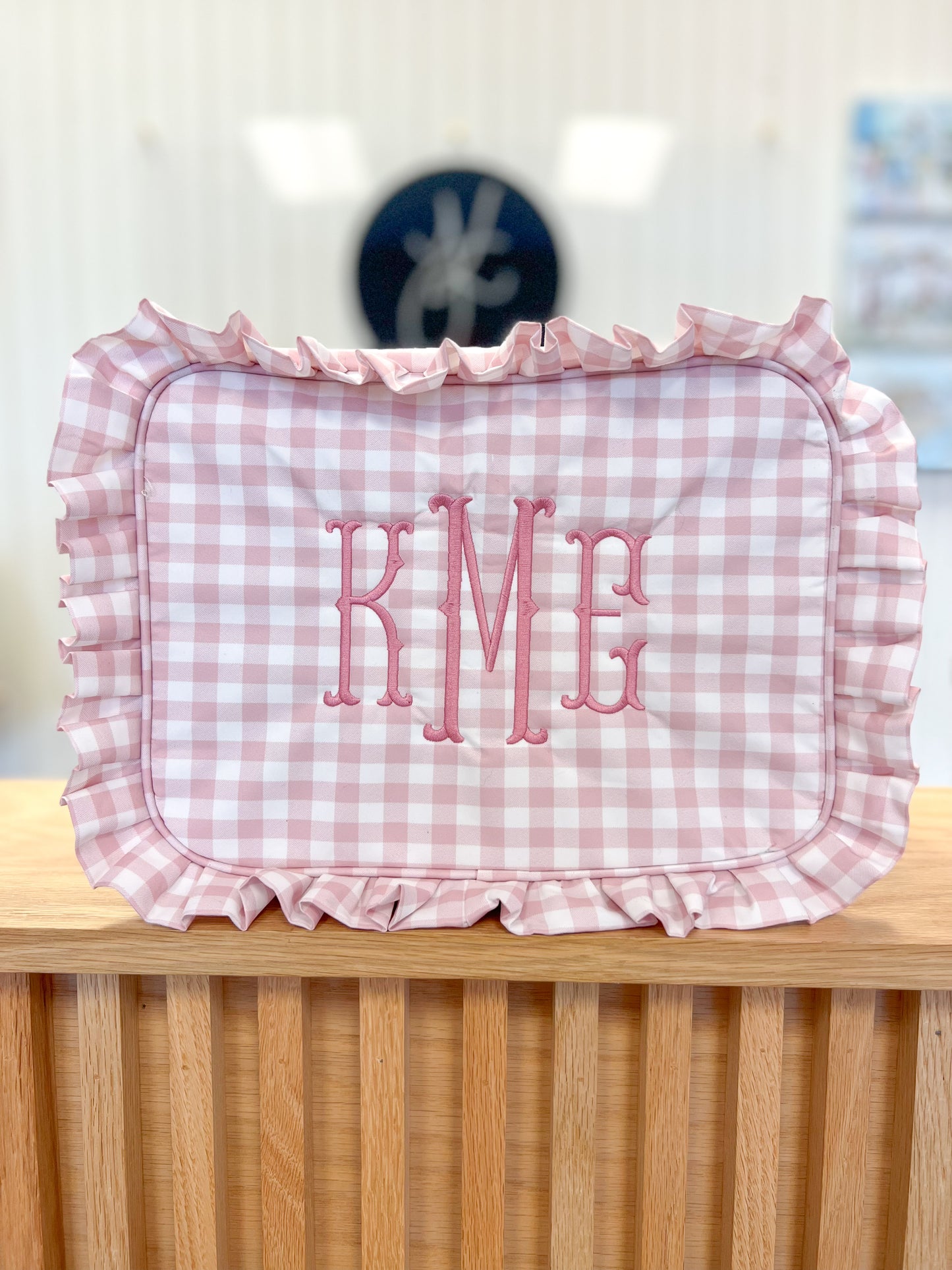 Pink Gingham Ruffle Tote