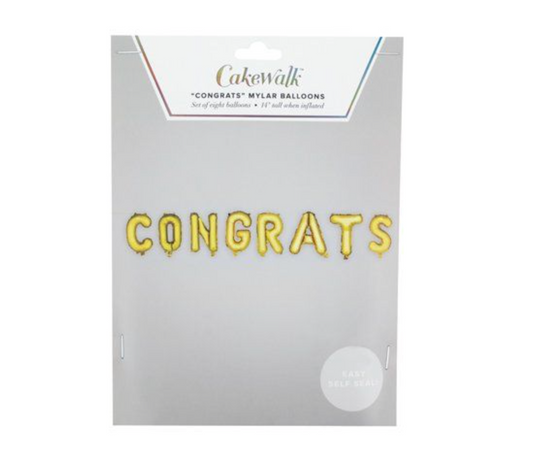 "Congrats"' Gold Foil Balloon Banner