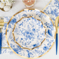 Blue Floral Wavy Paper Salad Plate