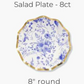 Blue Floral Wavy Paper Salad Plate