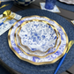 Blue Floral Wavy Paper Salad Plate