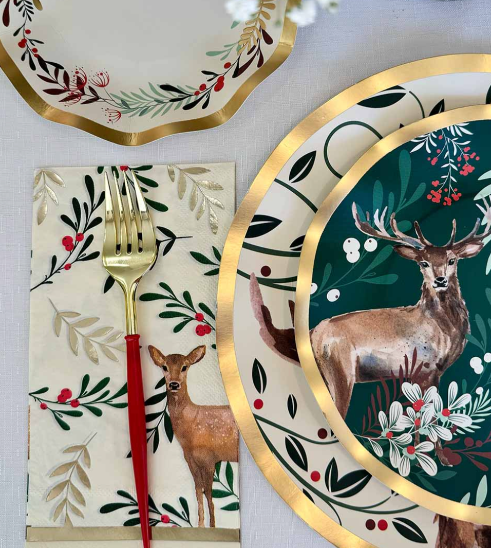 Christmas Forest Wavy Paper Salad Plate