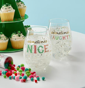 "Naughty & Nice" Jumbo Wine Glass