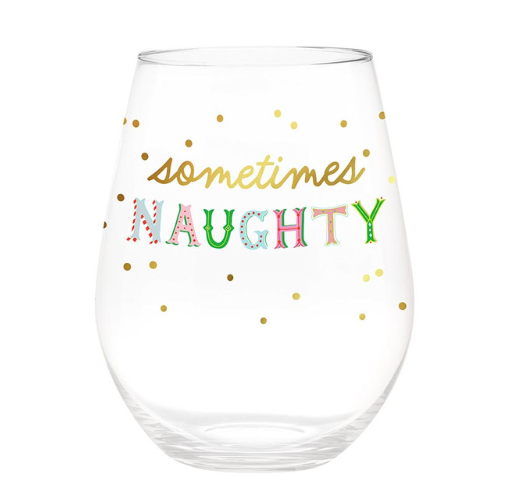 "Naughty & Nice" Jumbo Wine Glass