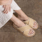 Double Strap Scallop Raffia Slide