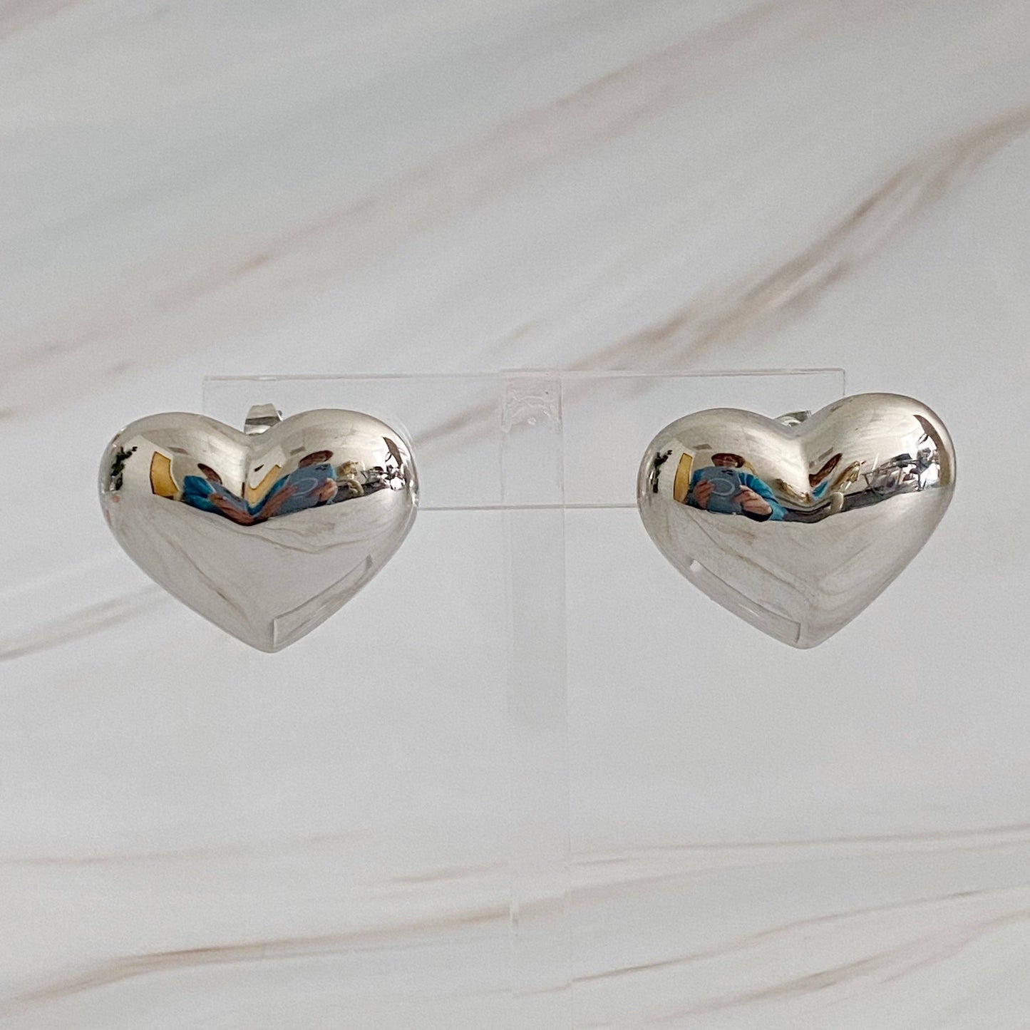 Polished Heart Stud Earrings