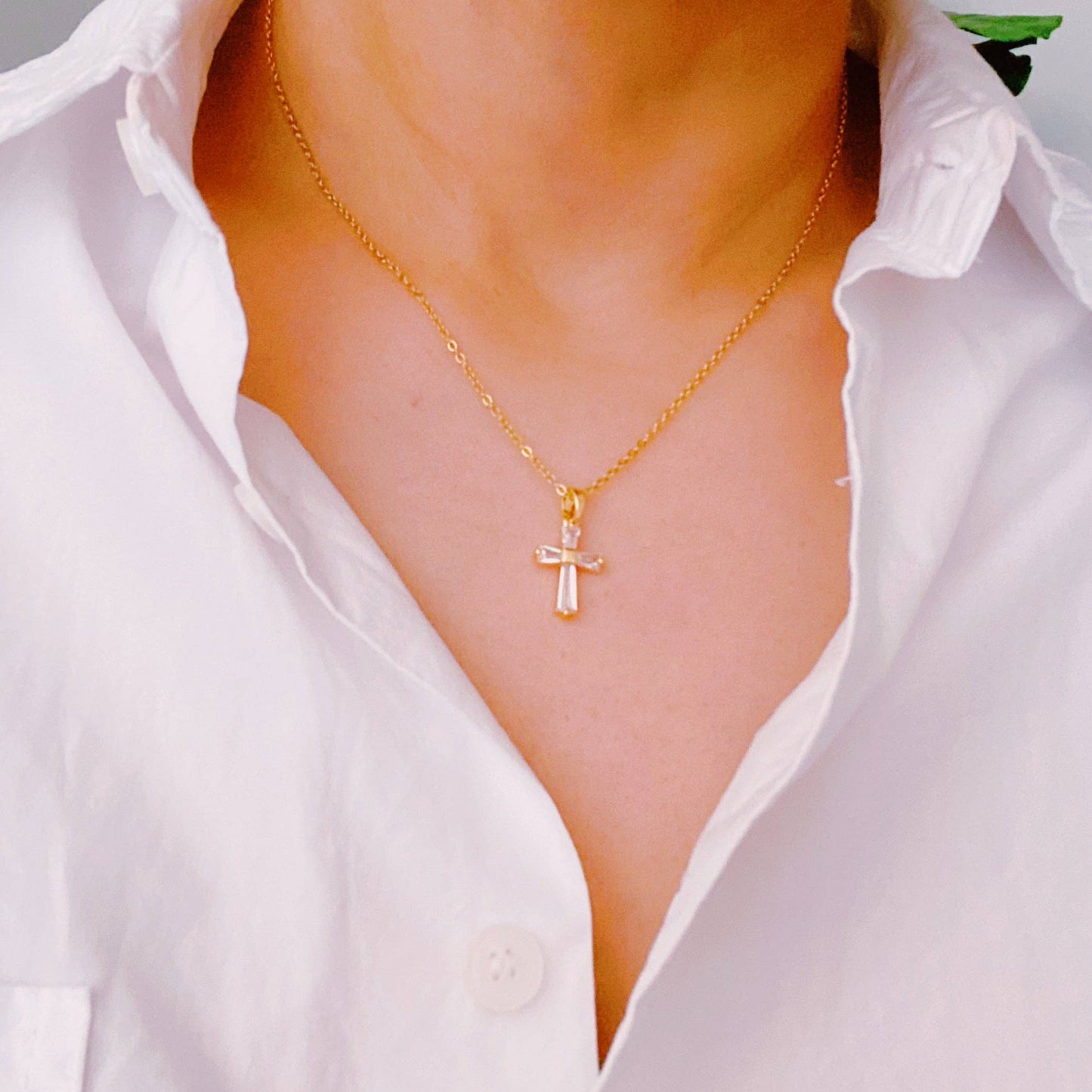 "My Dear" Crystal Cross Necklace